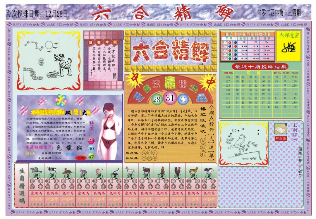 六合彩134期六合精解A