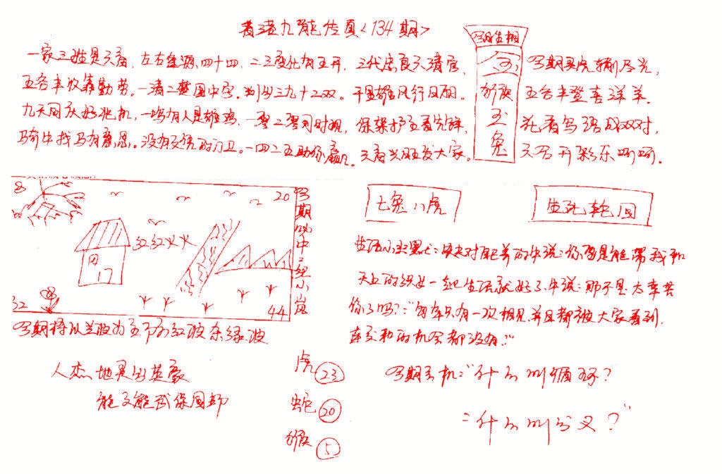 六合彩134期九龙传真(手写)