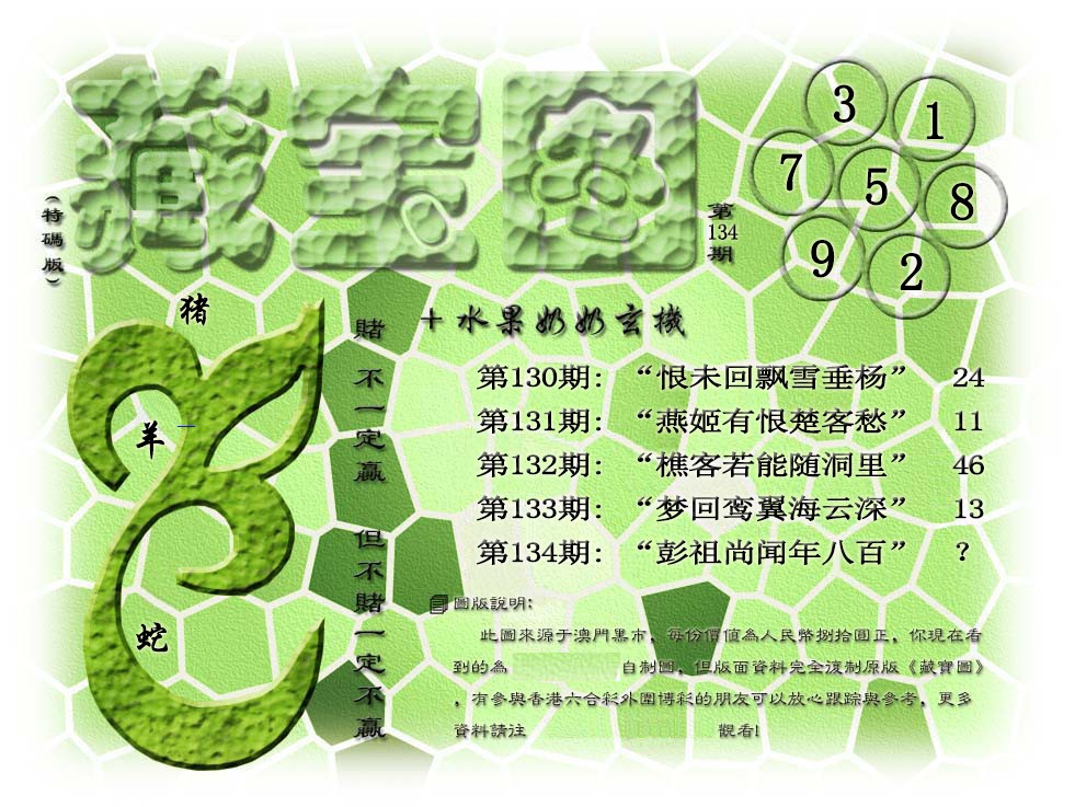 六合彩134期藏宝图(正版)