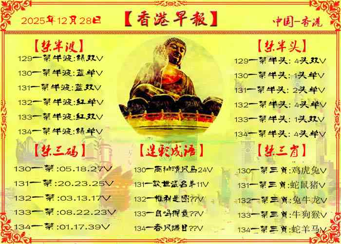 六合彩134期香港早报