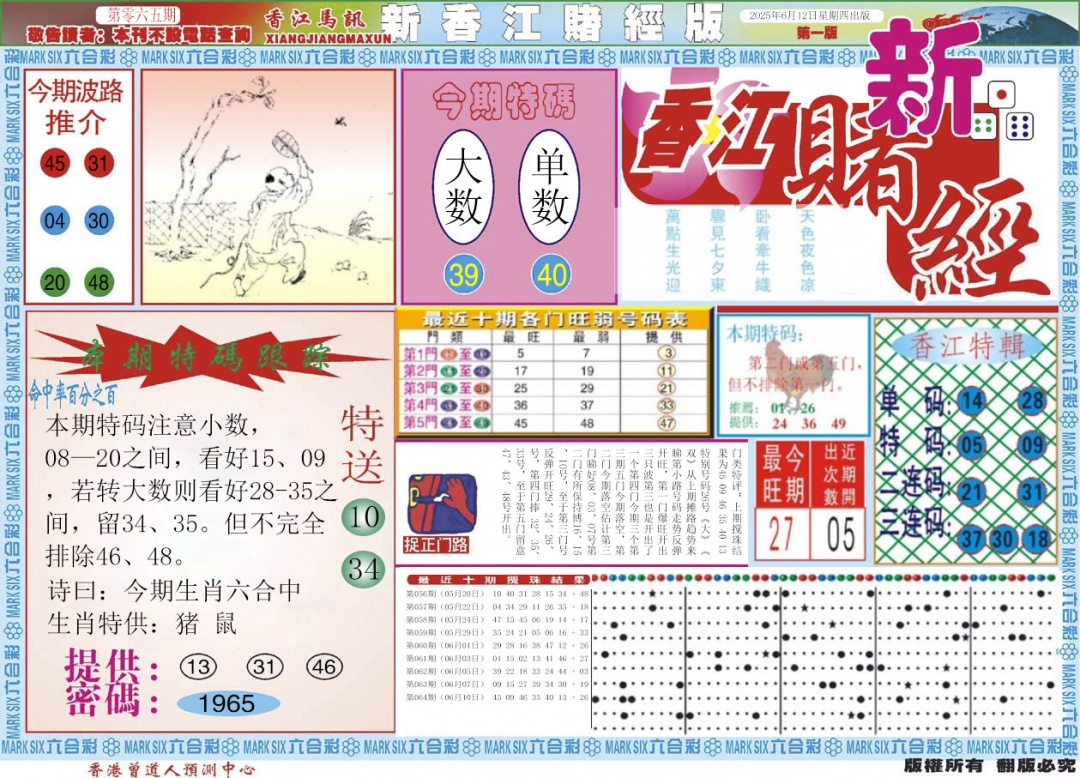 六合彩065期新香江赌经A