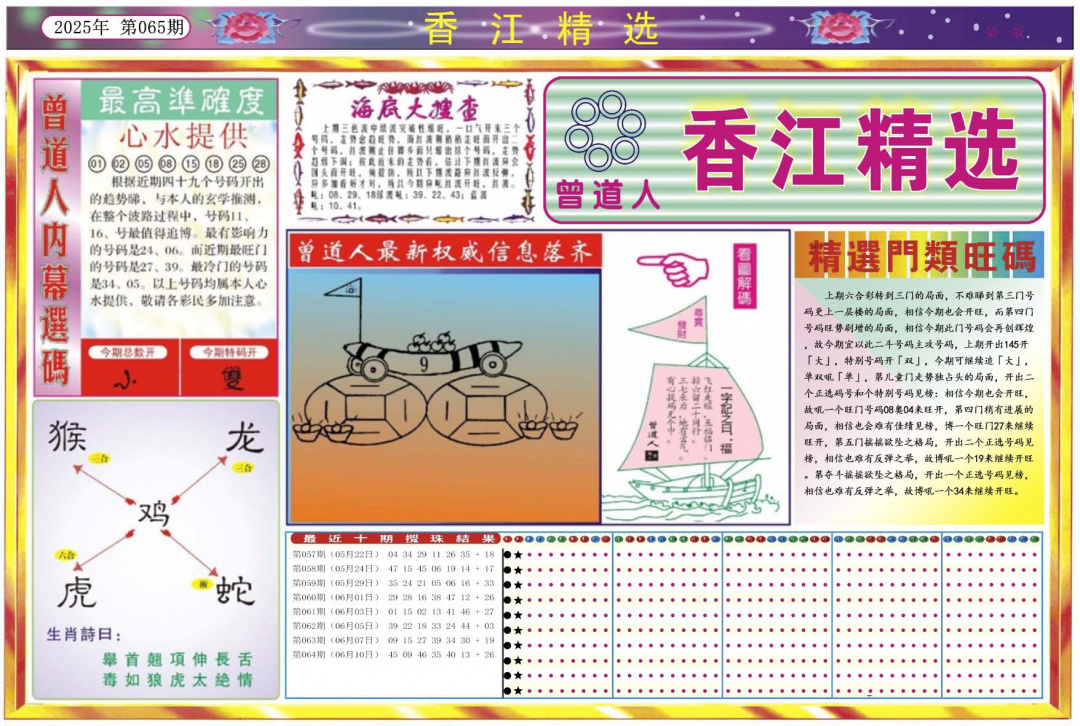 六合彩065期香江精选A