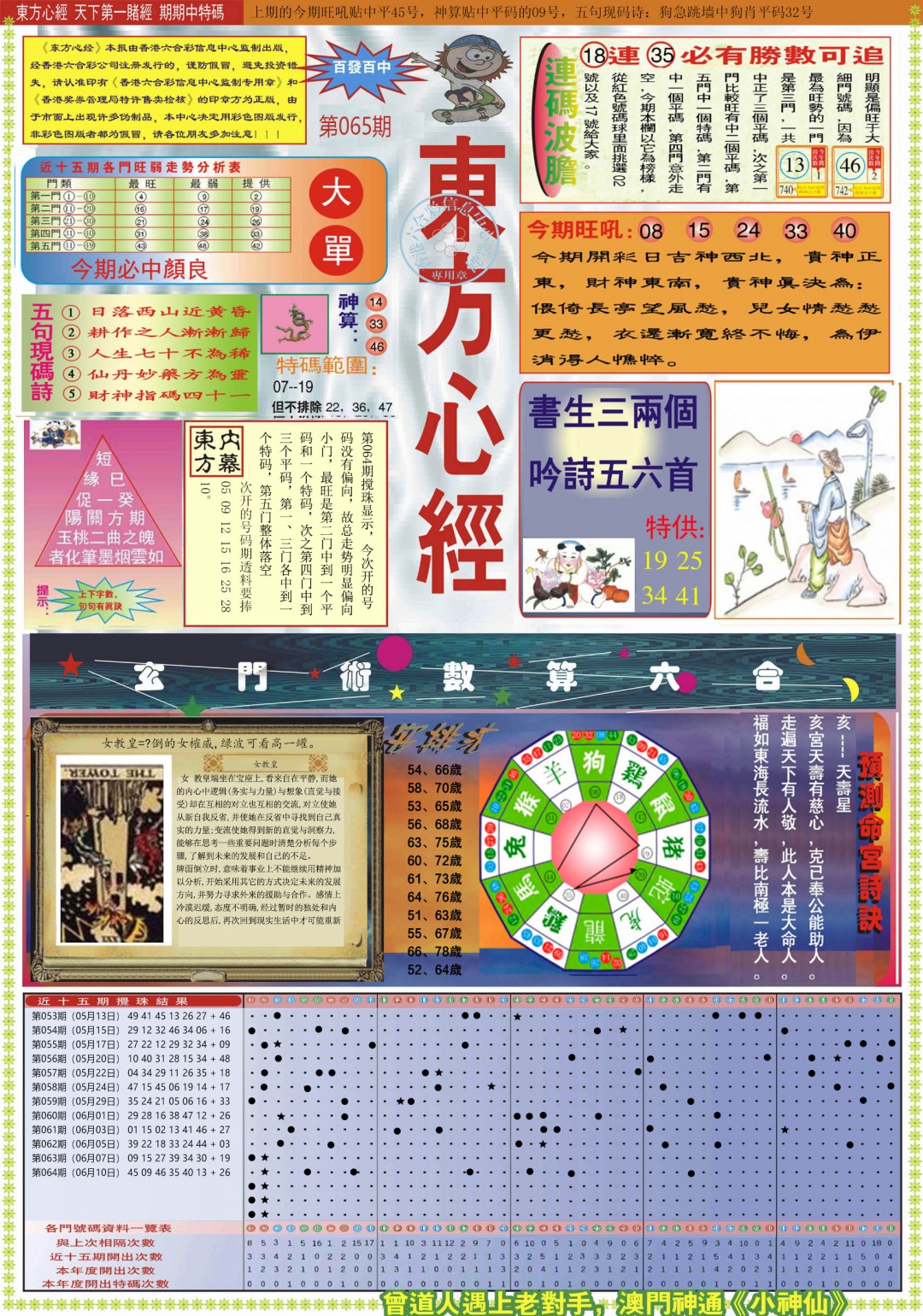 六合彩065期东方心经A