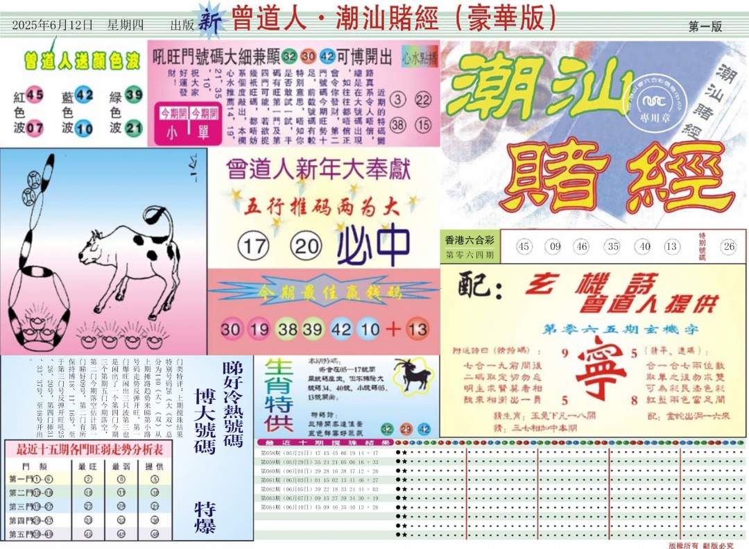 六合彩065期中版潮汕A