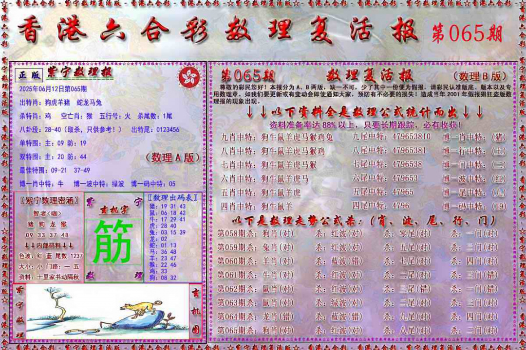 六合彩065期数理复活报