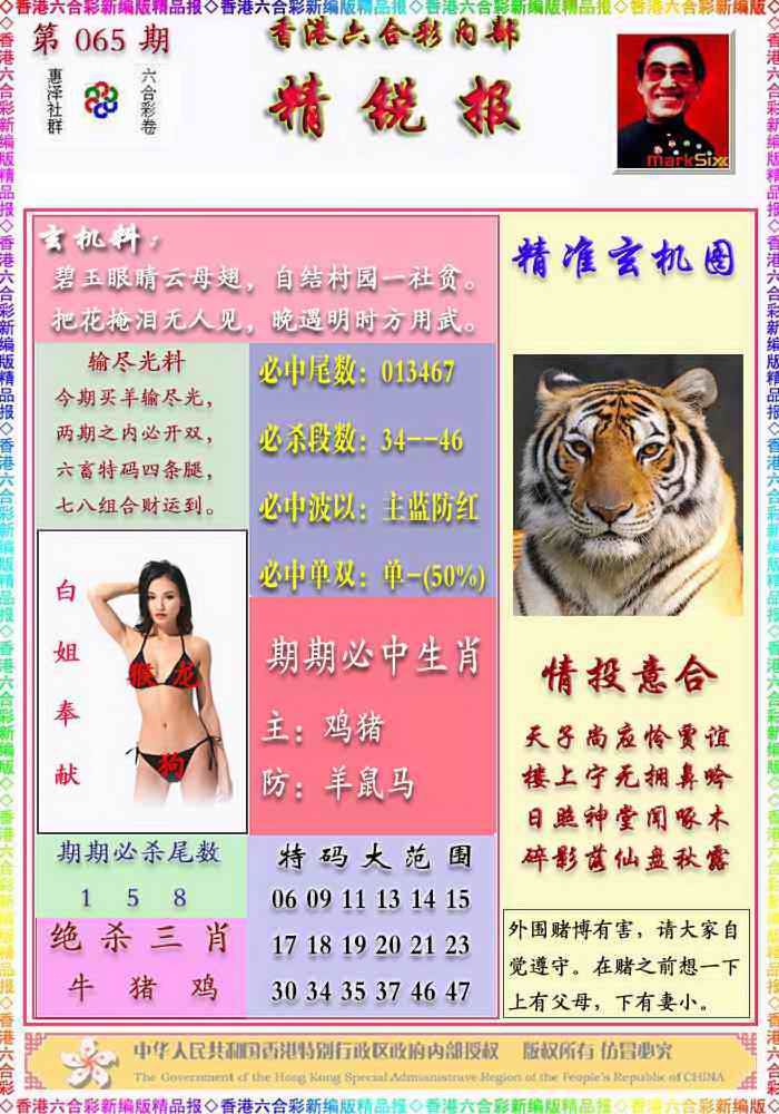 六合彩065期精锐报