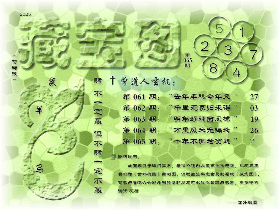 六合彩065期藏宝图