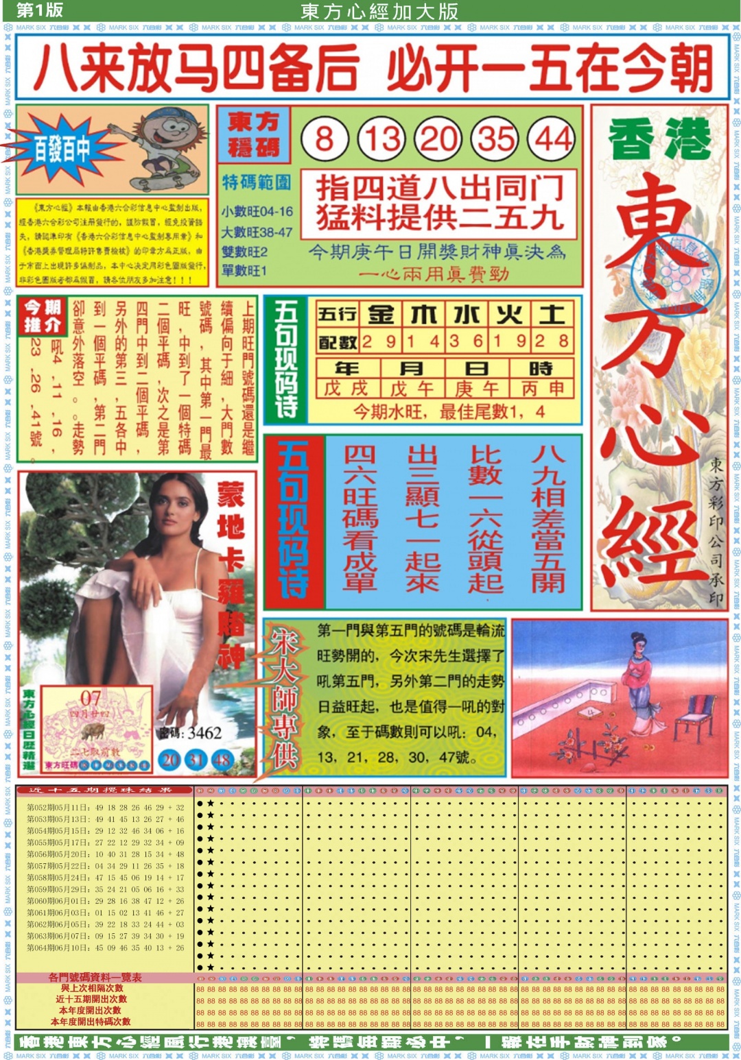 六合彩065期东方心经A加大版