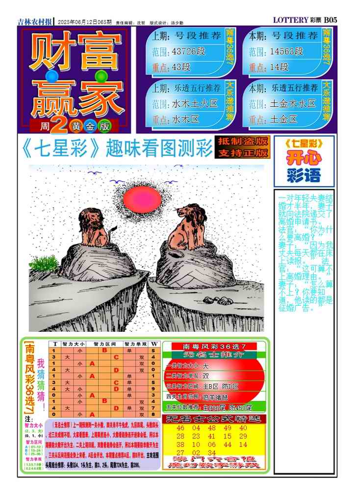 六合彩065期七星彩图(高清)A