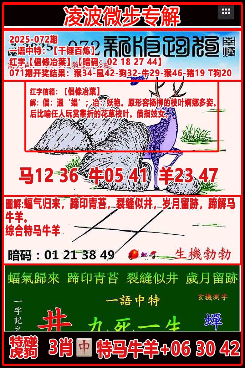 六合彩072期凌波微步专解跑狗