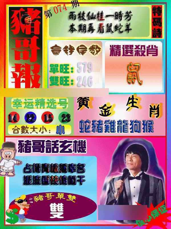 六合彩074期猪哥报