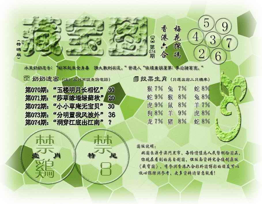 六合彩074期藏宝图(最老版)