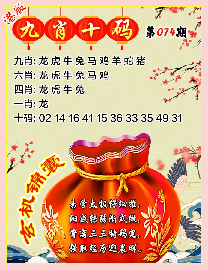 六合彩074期九肖十码