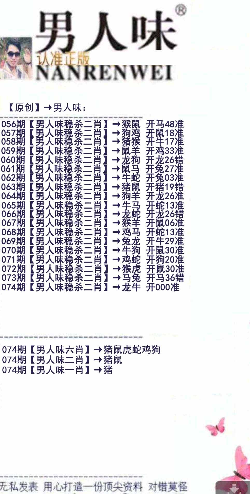 六合彩074期男人味
