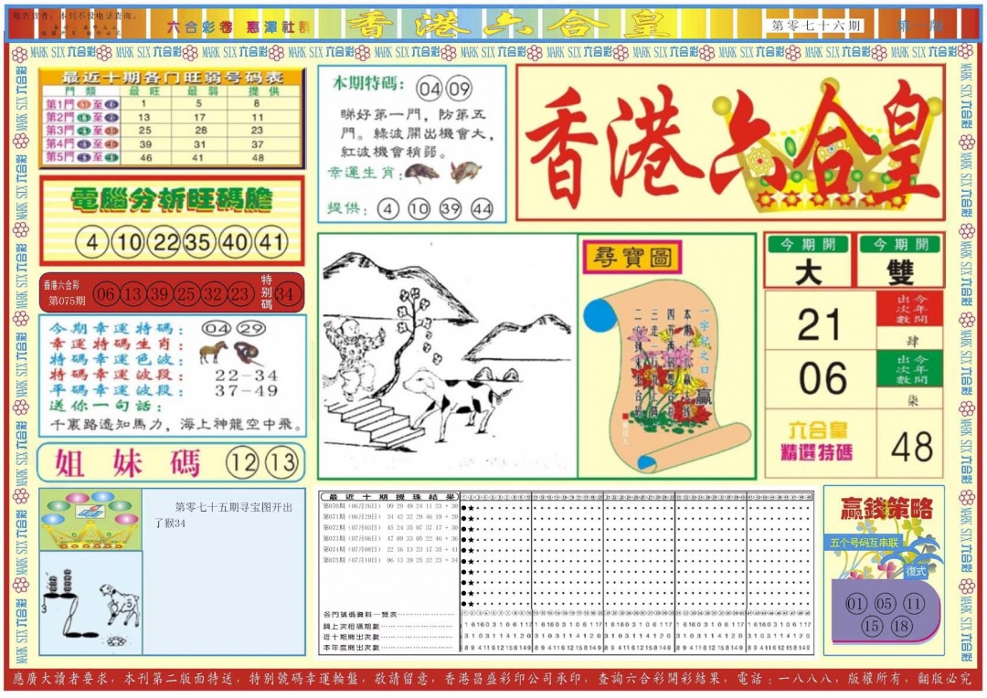 六合彩076期香港六合皇A