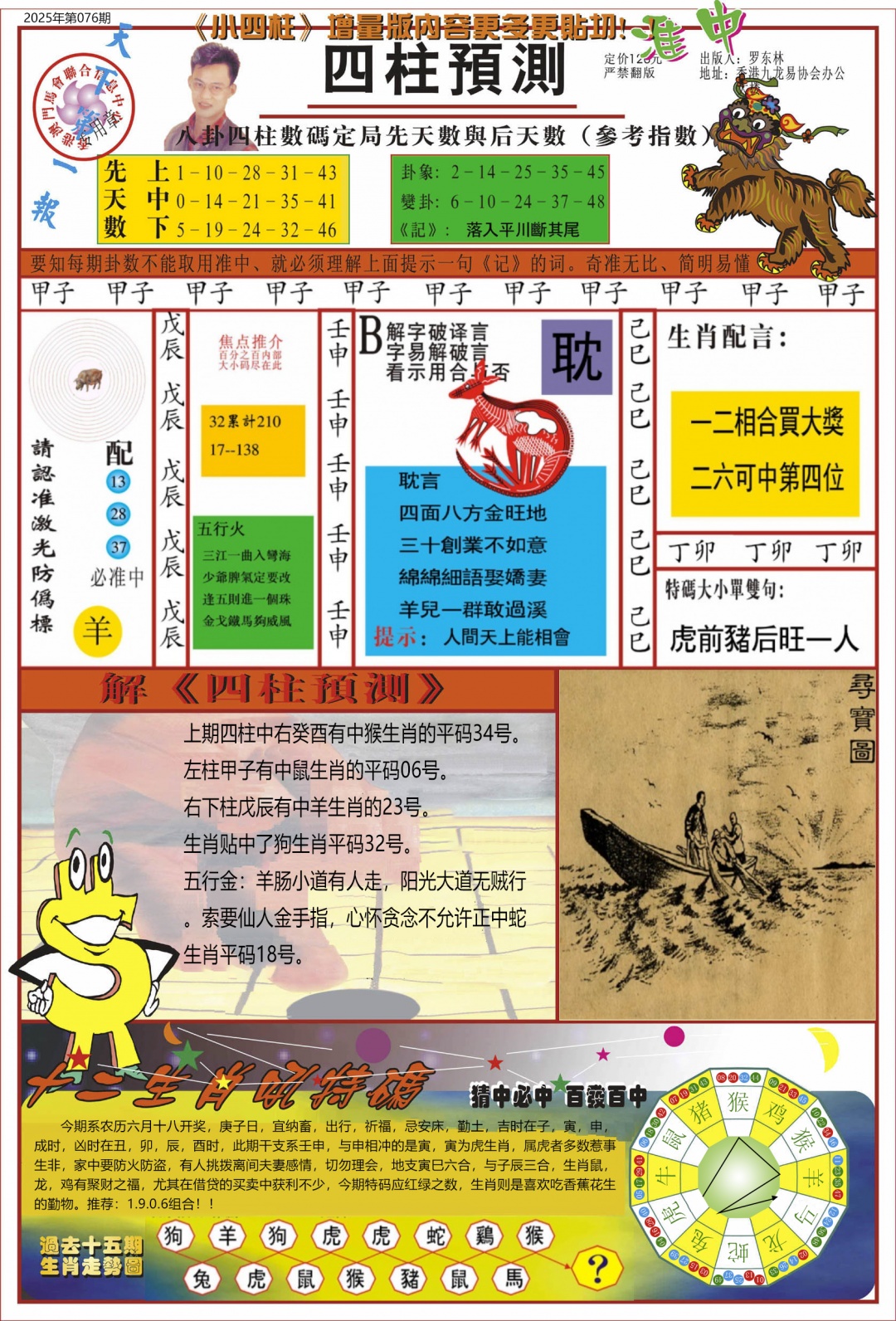 六合彩076期中四柱预测A