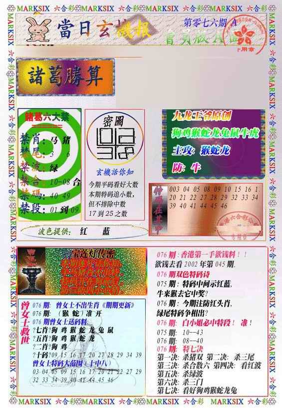 六合彩076期当日玄机-1
