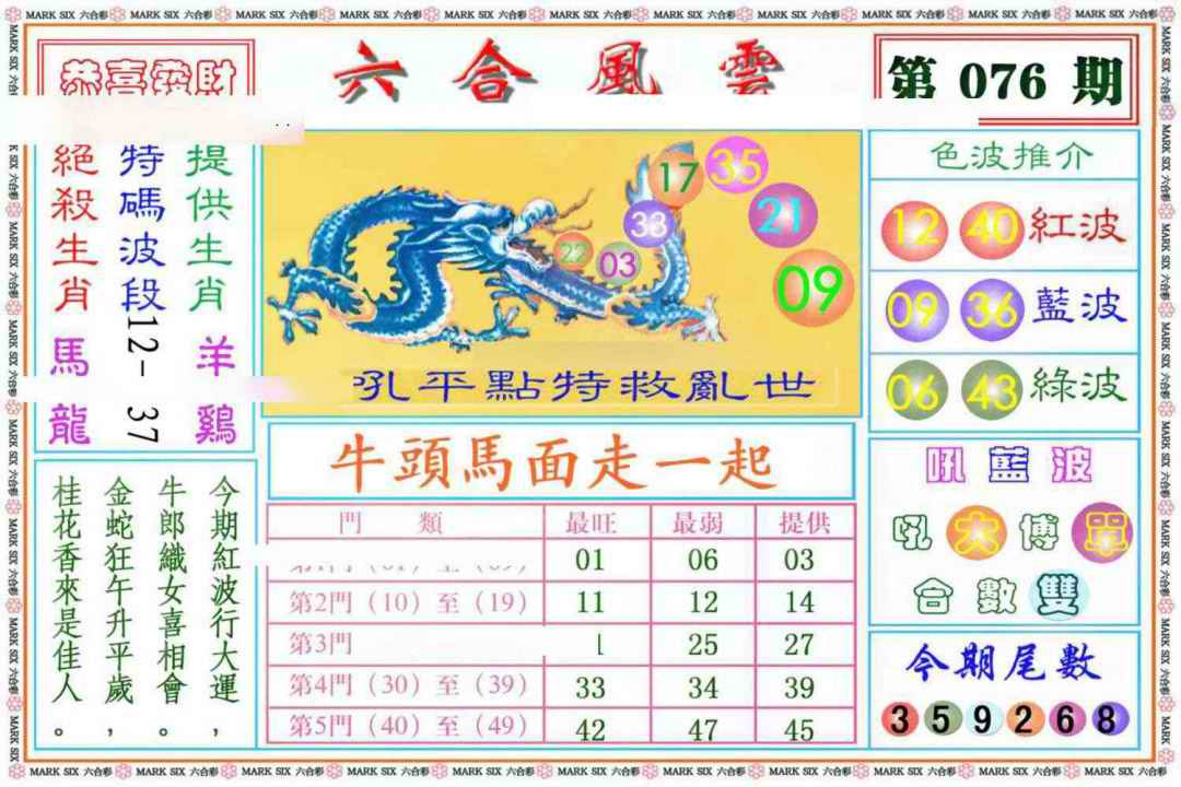 六合彩076期六合风云《另版》
