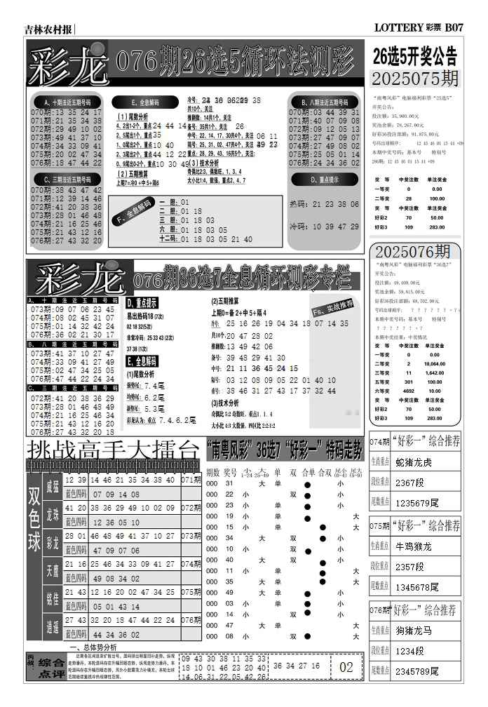六合彩076期七星彩图(高清)D