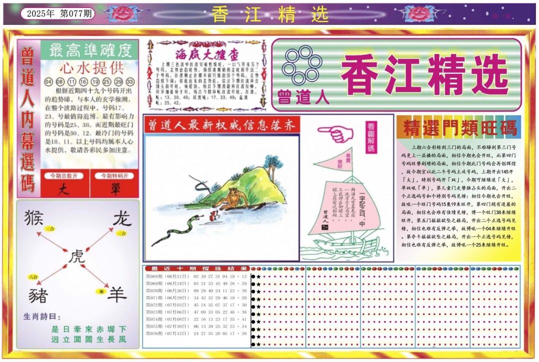 六合彩077期香江精选A
