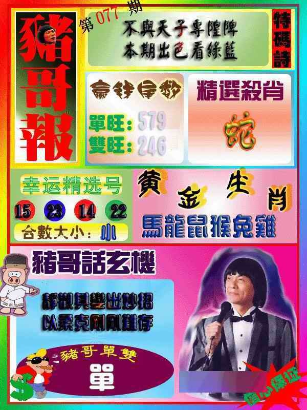 六合彩077期猪哥报