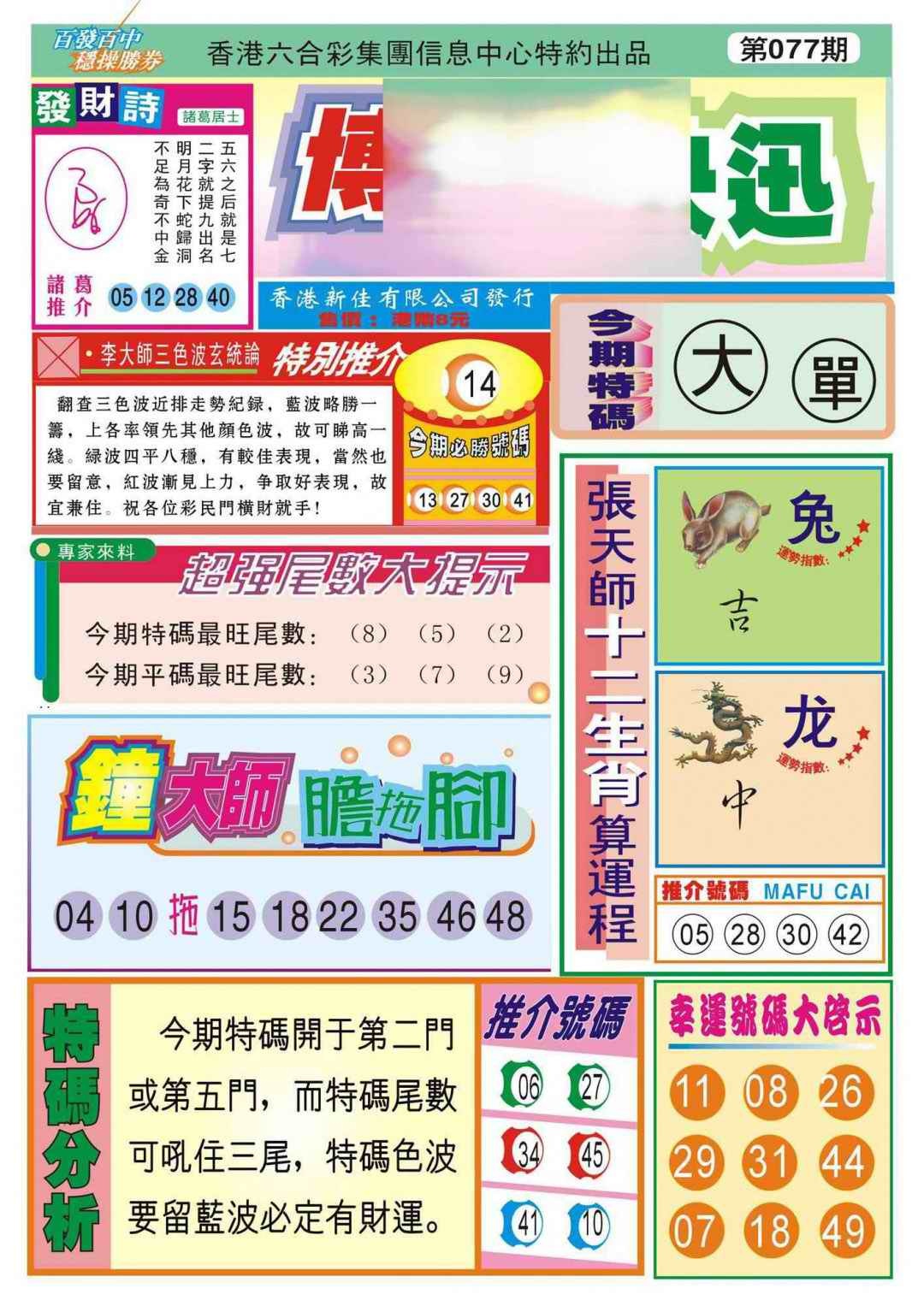 六合彩077期香港博彩快迅(新图)