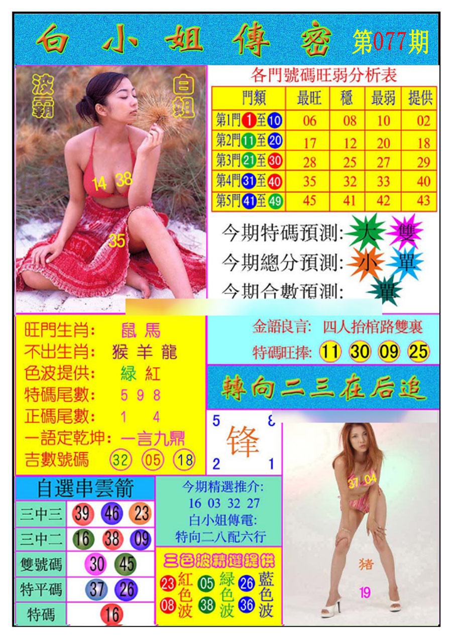 六合彩077期白小姐传密