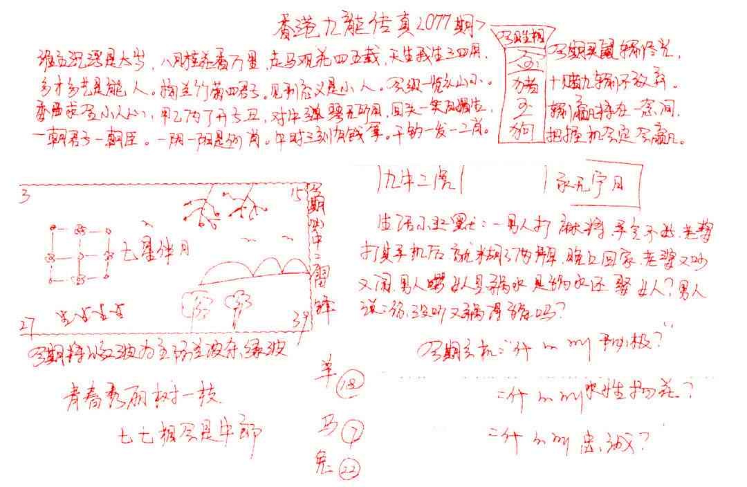 六合彩077期九龙传真(手写)