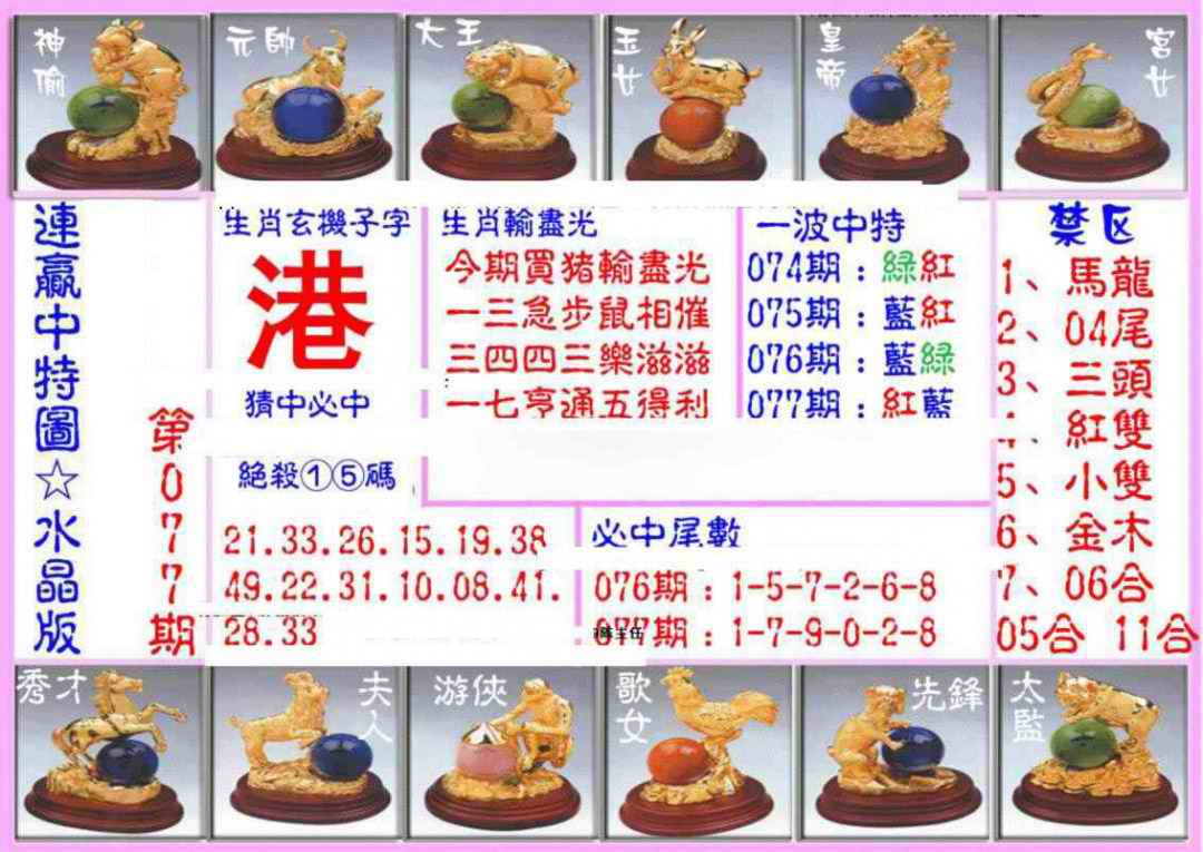 六合彩077期连赢中特图（水晶版）