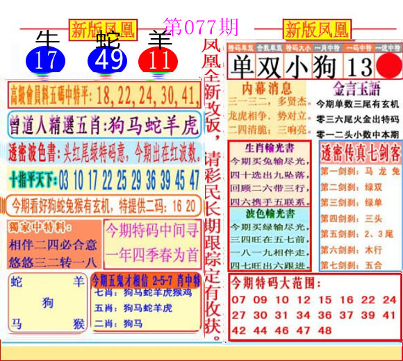 六合彩077期二代凤凰报