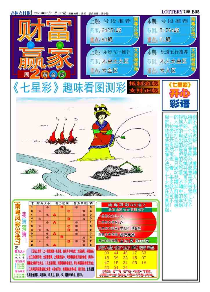 六合彩077期七星彩图(高清)A