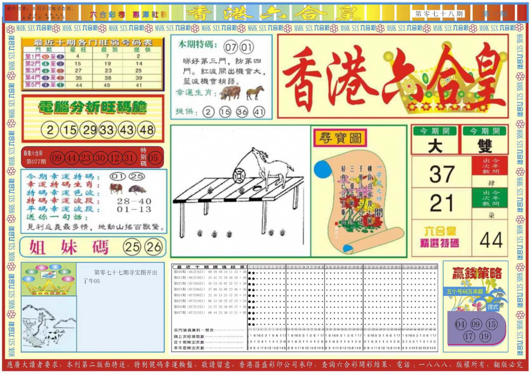 六合彩078期香港六合皇A