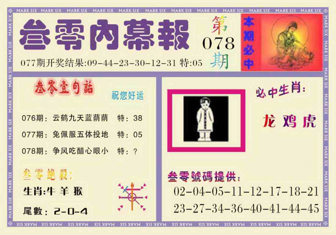 六合彩078期叁零内幕报