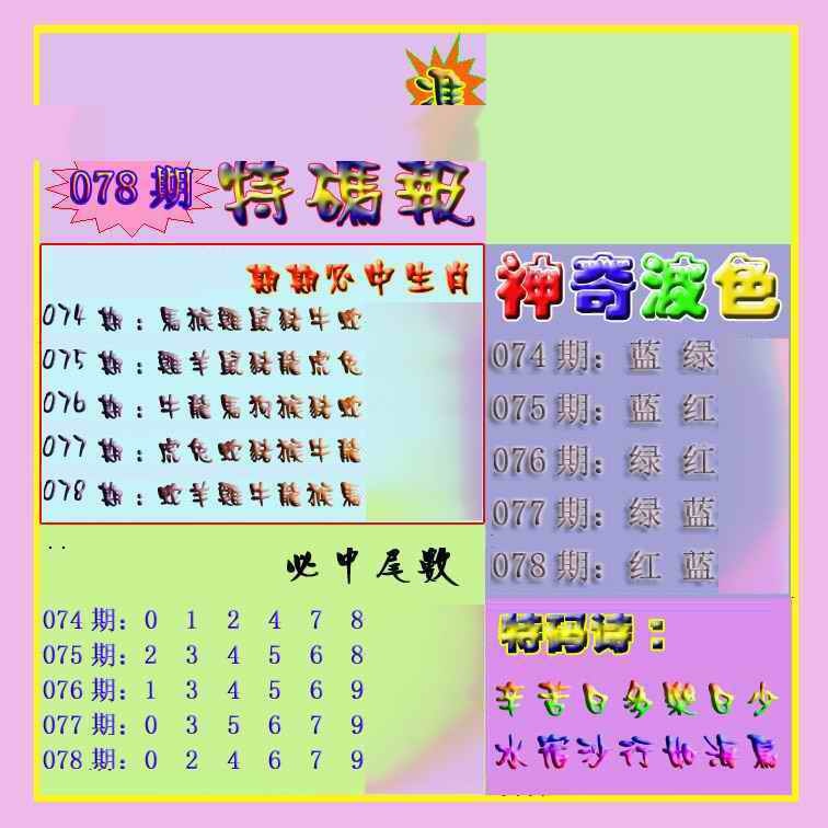 六合彩078期生财有道特码报