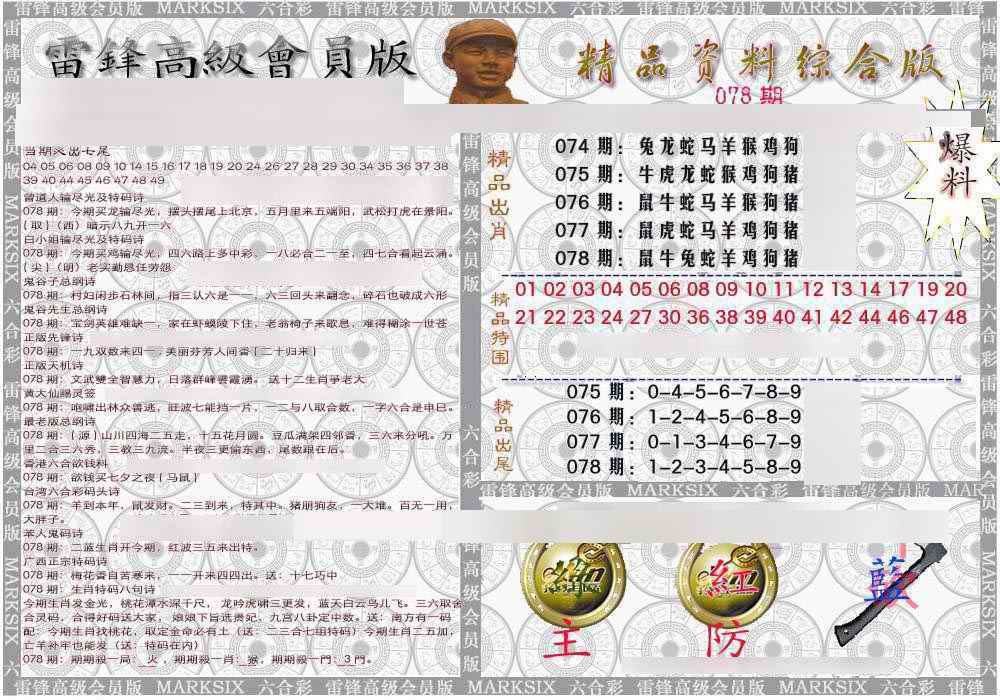 六合彩078期雷锋资料综合版