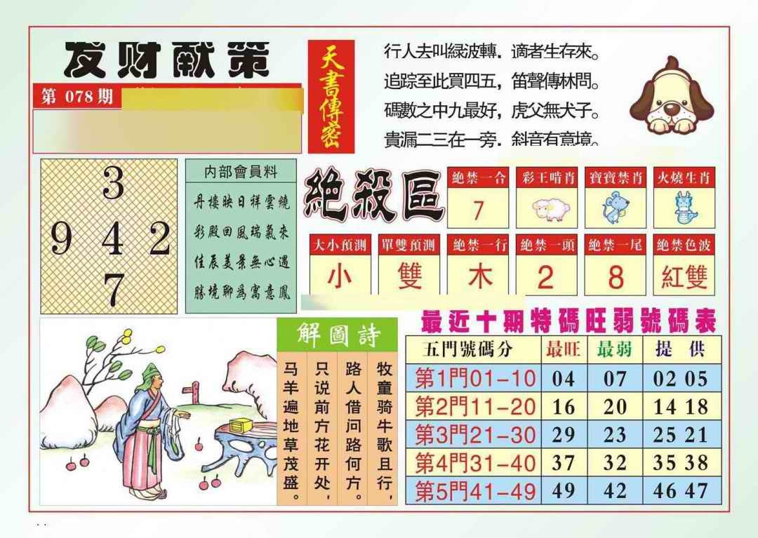 六合彩078期发财献策