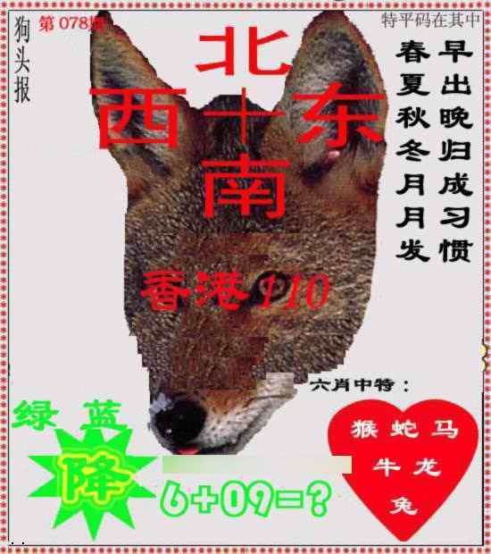 六合彩078期狗头报