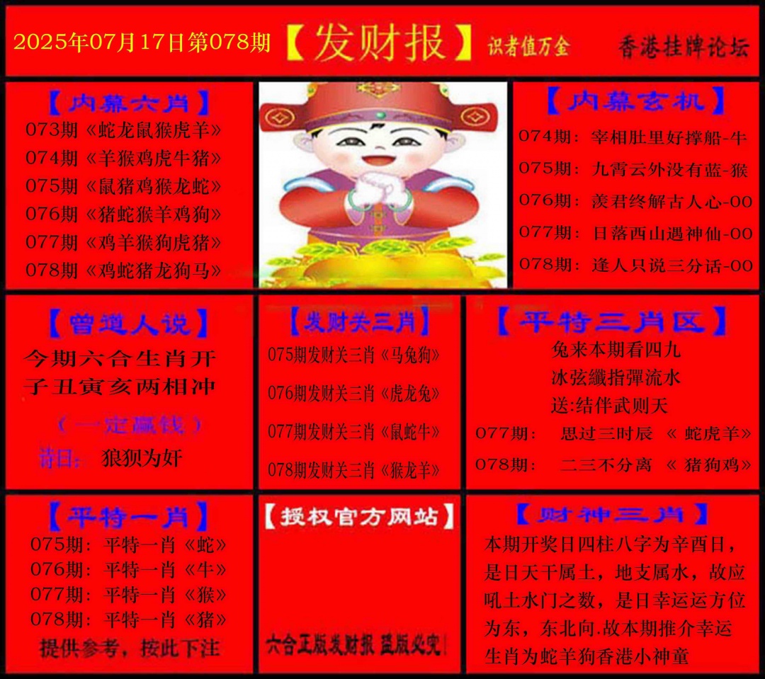 六合彩078期发财报