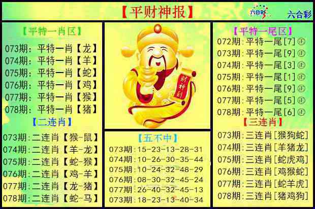 六合彩078期平财神报