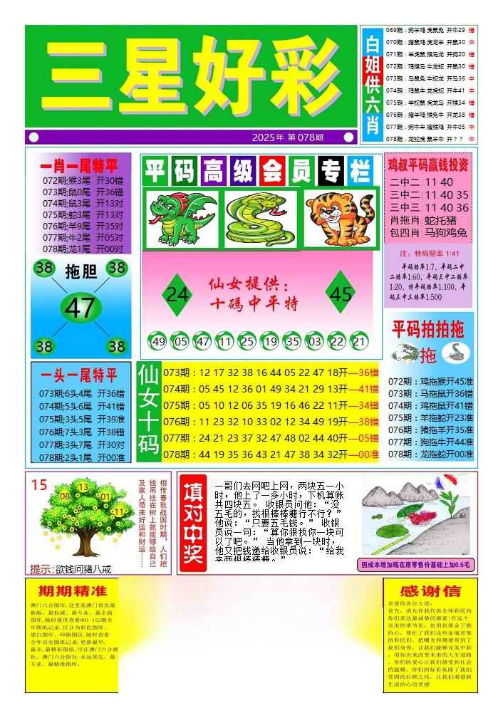 六合彩078期三星好彩4