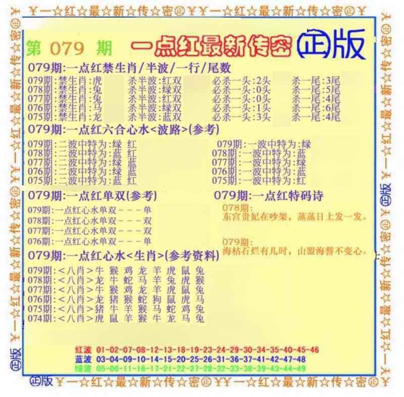 六合彩079期一点红最新传密(另)
