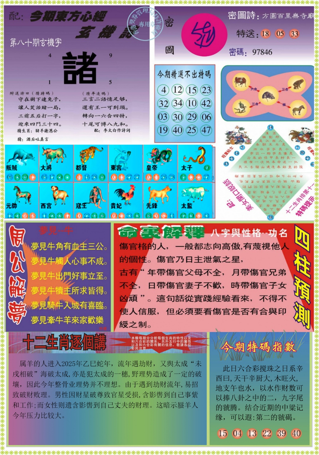 六合彩080期东方心经B