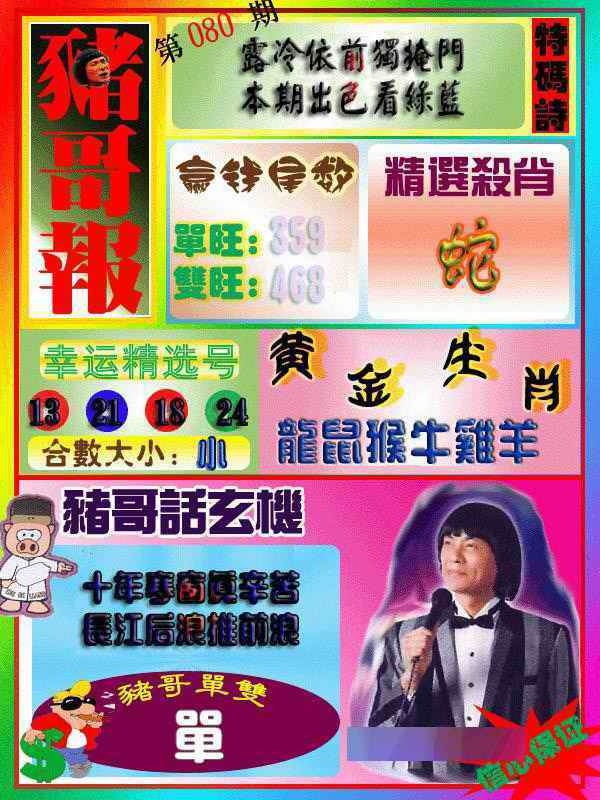 六合彩080期猪哥报