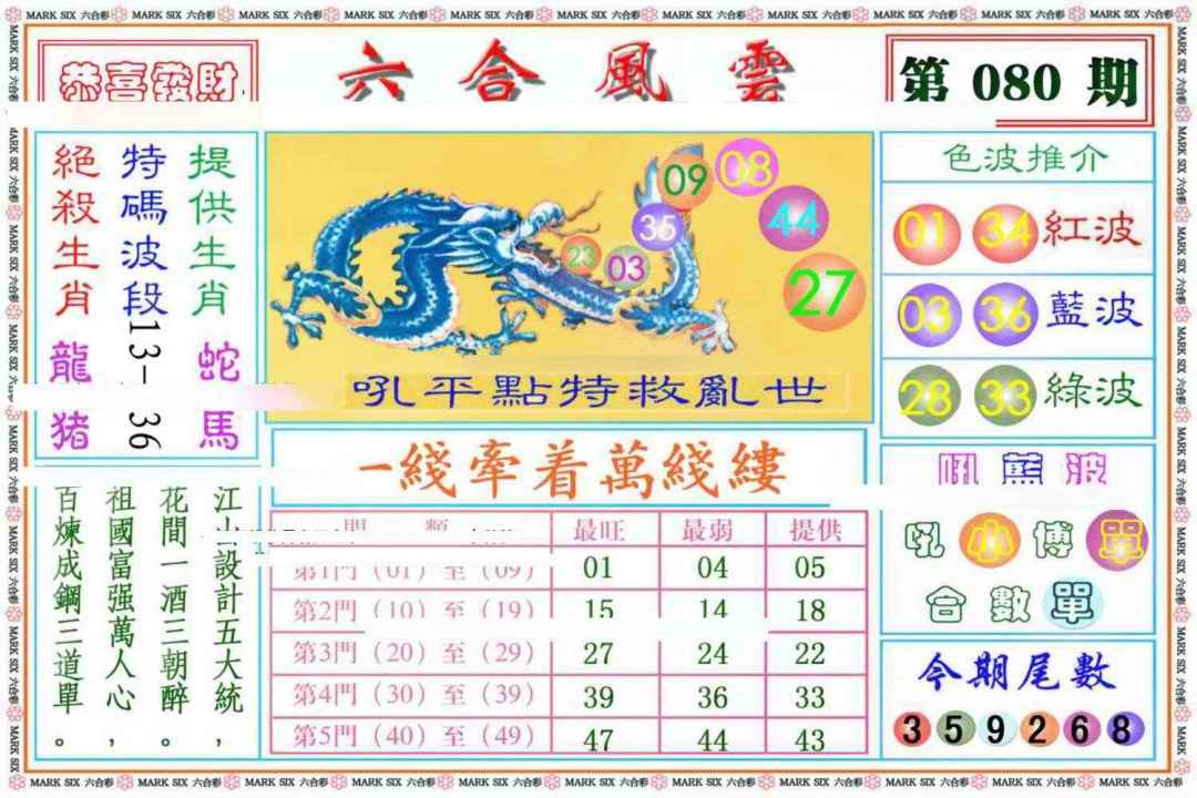 六合彩080期六合风云《另版》