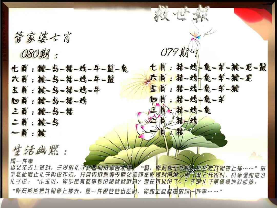 六合彩080期特码救世报
