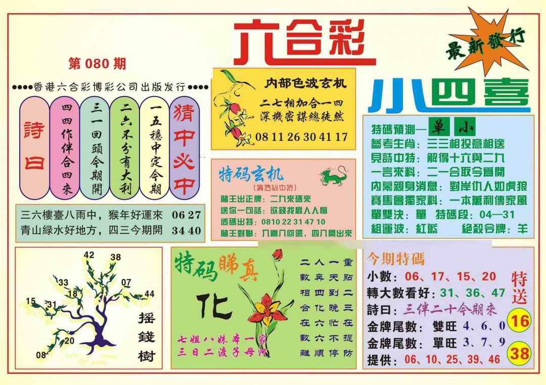 六合彩080期香港小四喜(新图)