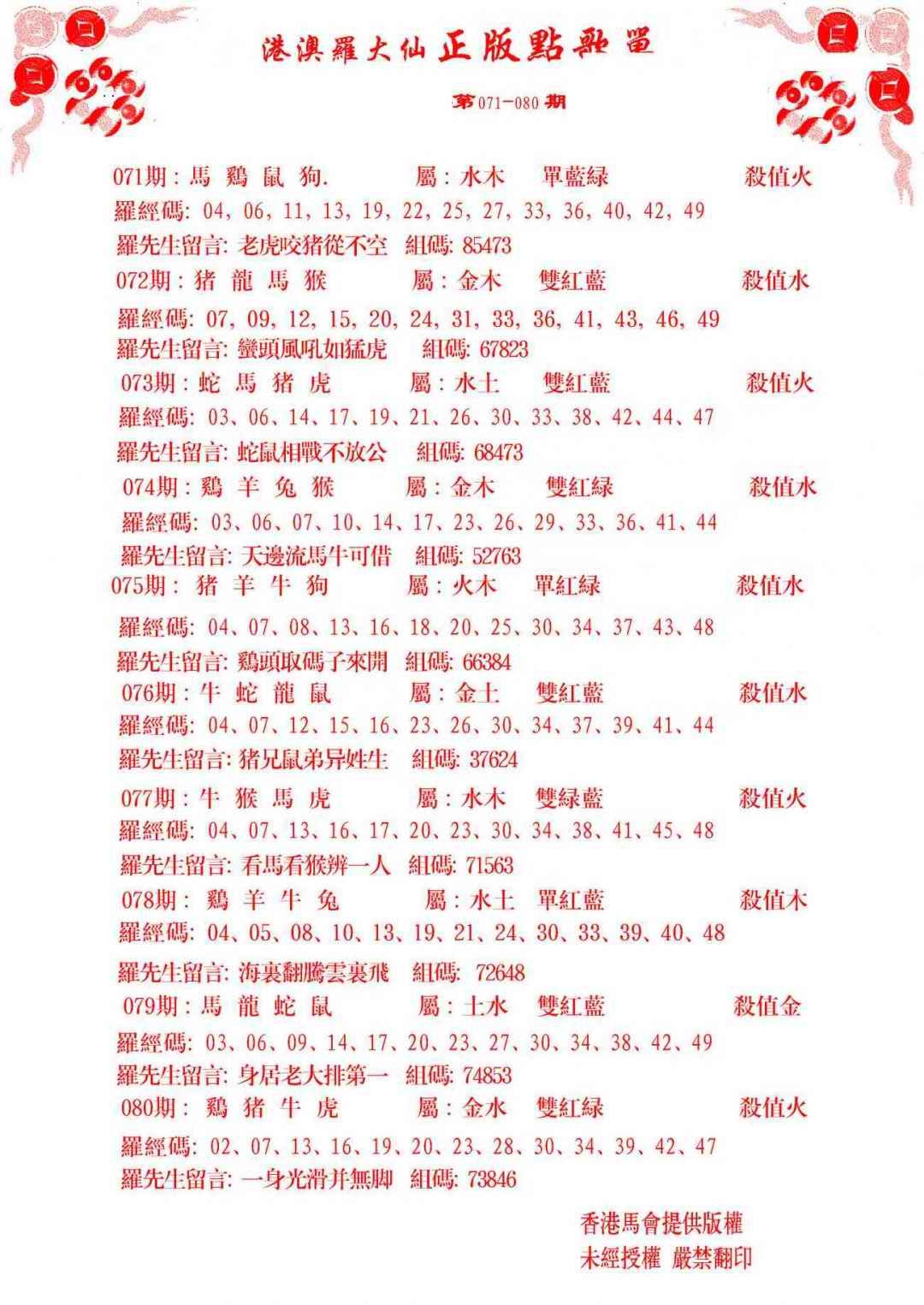 六合彩080期点歌单