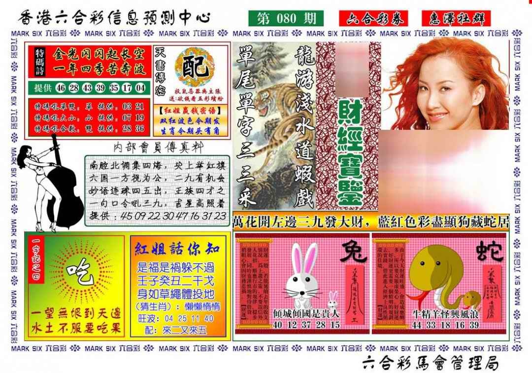 六合彩080期红姐财经宝鉴