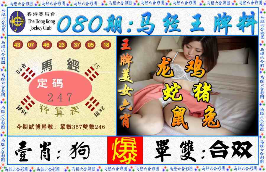 六合彩080期马经王牌料（荐）