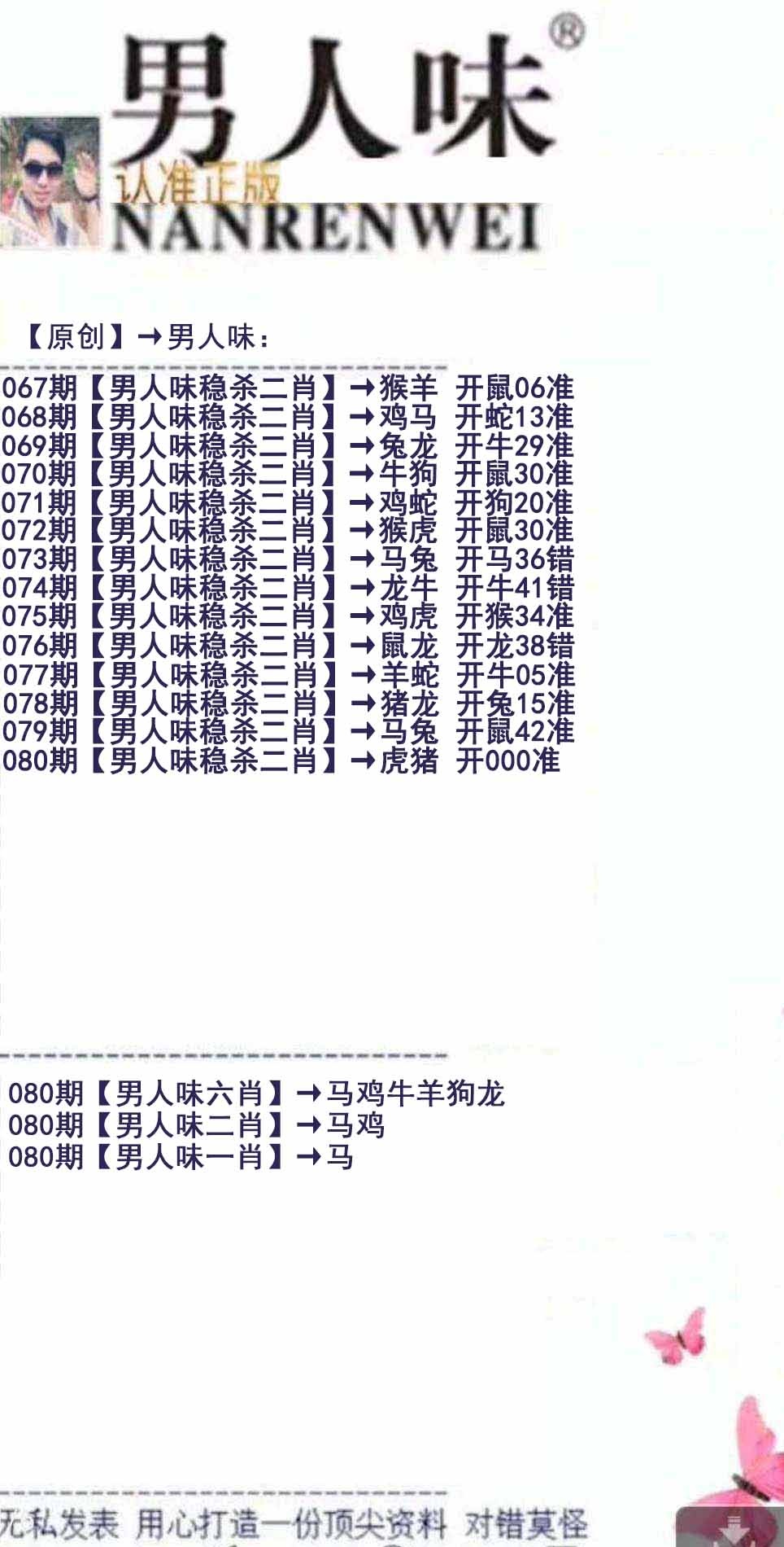 六合彩080期男人味